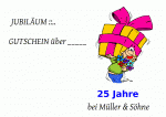 Gutschein basteln, Figur mit einem gro&szlig;en Geschenk
