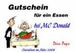 Gutschein f&uuml;r ein Essen bei MC Donald Dein Paps Einzul&ouml;sen im M&auml;rz 2008