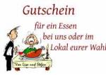 Gutschein f&uuml;r ein Essen bei uns oder im Lokal eurer Wahl Von Lisa und Stefan