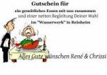 Gutschein f&uuml;r ein gem&uuml;tliches Essen mit uns zusammen und einer netten Begleitung Deiner Wahl im "Wasserwerk" in Reinheim Alles Gute w&uuml;nschen Ren&eacute; & Chrissi