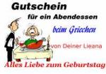 Gutschein f&uuml;r ein Abendessen beim Griechen von Deiner Lieana Alles Liebe zum Geburtstag