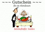 ~~~ Gutschein ~~~ f&uuml;r ein Abendessen Bahnhofb&uuml;ffet  Stalden