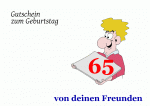 Gutschein zum Geburtstag 65 von deinen Freunden