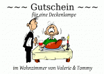 ~~~ Gutschein ~~~ f&uuml;r eine Deckenlampe im Wohnzimmer von Valerie & Tommy