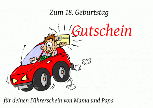 Karte zum 18. Geburtstag und zum Führerschein