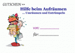 Gutschein für Hilfe beim Aufräumen