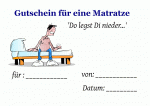 Bett Gutschein, Bettdecke Gutschein, Gutschein für eine Matratze