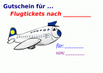 Gutschein für einen Flug oder Flugtickets