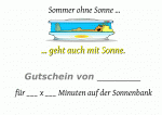 Solarium Gutschein bzw. Gutschein für einige Minuten auf der Sonnenbank