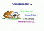 Gutschein für Tiere und Haustierzubehör